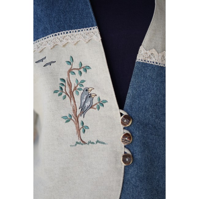 GIACCA IN STILE TIROLESE  tg.48 it. LINO/ JEANS