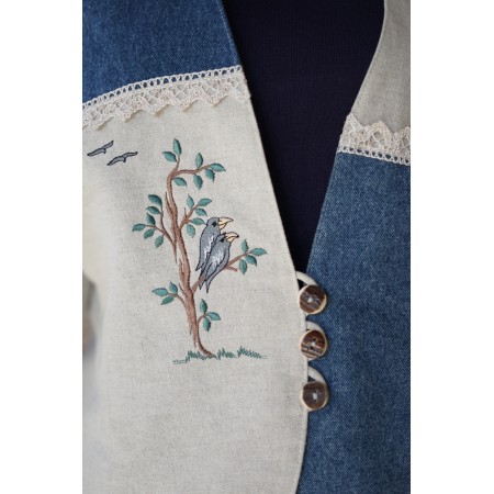GIACCA IN STILE TIROLESE  tg.48 it. LINO/ JEANS