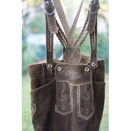 PANTALONI tg. 48/50 PELLE LEDERHOSEN STILE TIROLESE