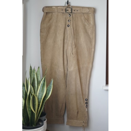 PANTALONI tg. 54/56 it. IN PELLE TIROLESI Alpenlander