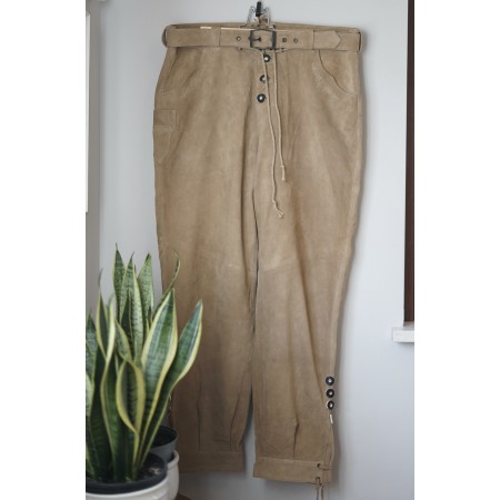 PANTALONI tg. 54/56 it. IN PELLE TIROLESI Alpenlander