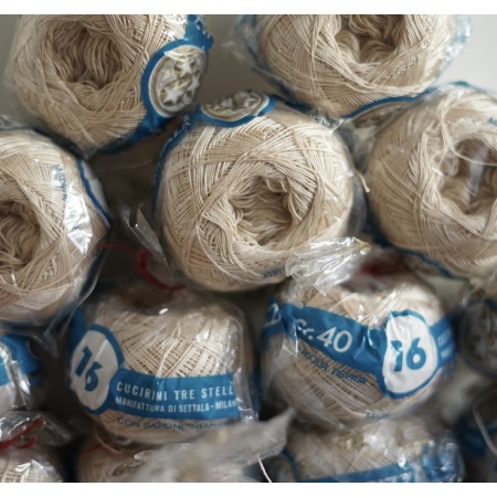 SET 14 GOMITOLI IN COTONE ECRU'  gr. 40 per UNCINETTO