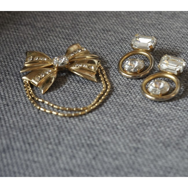 SPILLA + ORECCHINI METALO VINTAGE anni '90