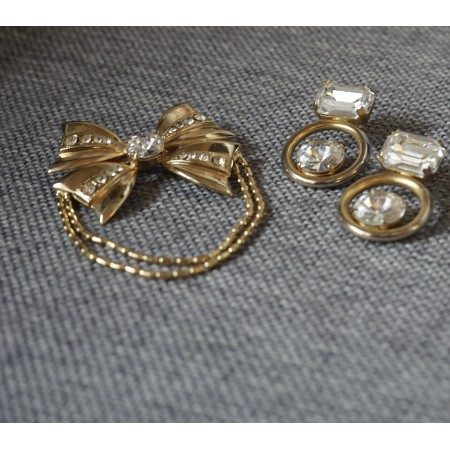 SPILLA + ORECCHINI METALO VINTAGE anni '90