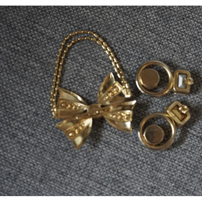 SPILLA + ORECCHINI METALO VINTAGE anni '90