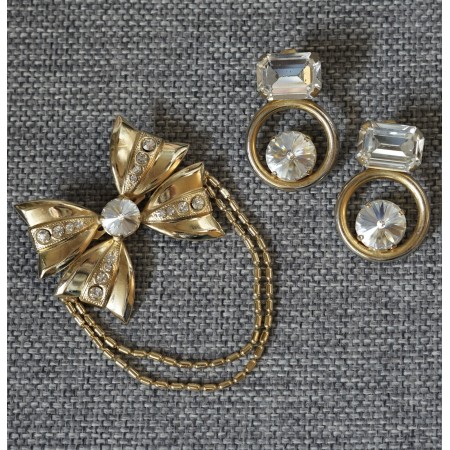 SPILLA + ORECCHINI METALO VINTAGE anni '90