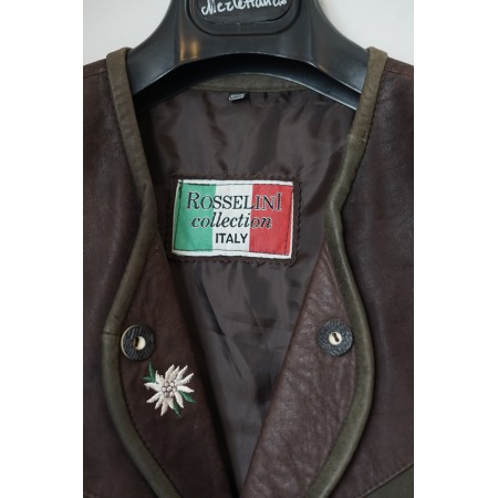 GILET  Tg. 54/56 circa UOMO TIROLESE PELLE