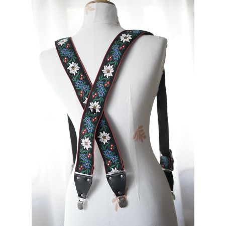 BRETELLE IN PELLE UOMO RICAMATE TIROLESI