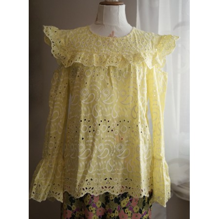 CAMICETTA CON PIZZO TG.14 uk / 44 it COLORE GIALLO