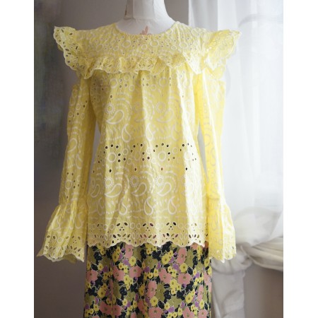 CAMICETTA CON PIZZO TG.14 uk / 44 it COLORE GIALLO