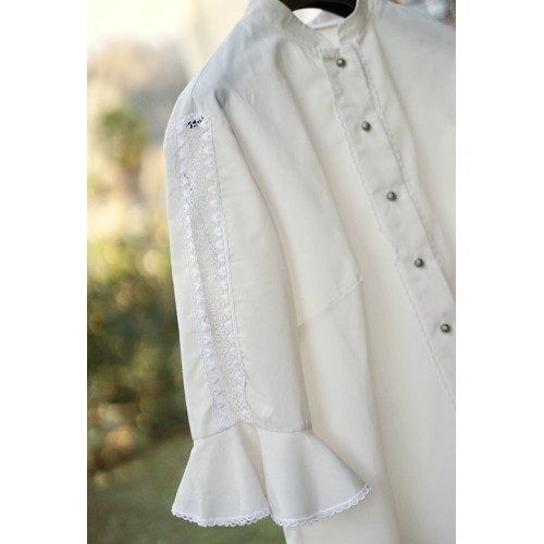 CAMICIA  STILE TIROLESE  TG. 50 it. Vintage crema 2