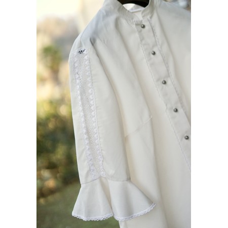 CAMICIA  STILE TIROLESE  TG. 50 it. Vintage crema