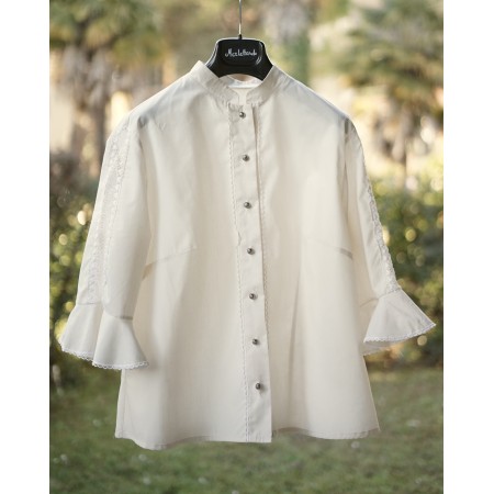 CAMICIA  STILE TIROLESE  TG. 50 it. Vintage crema