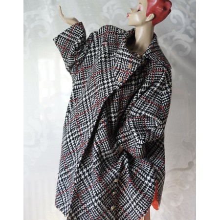 CAPPOTTO AMPIO LANA  tg. XXL LOU ALDA IN TESSUTO A MANO