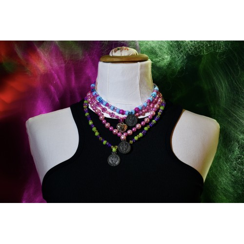 COLLANA STILE TIROLESE  48/49 cm ca. Rosa 2