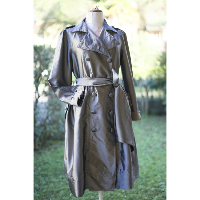 TRENCH DONNA COLORE ARGENTO  TG. 12 uk/ 44 it...