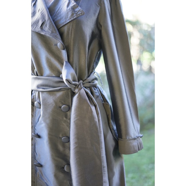 TRENCH DONNA COLORE ARGENTO  TG. 12 uk/ 44 it...