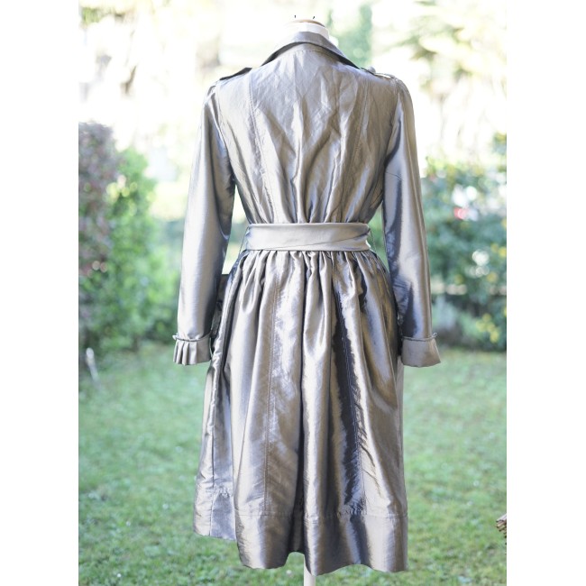 TRENCH DONNA COLORE ARGENTO  TG. 12 uk/ 44 it...