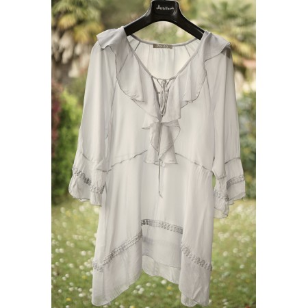 CAMICETTA BEIGE TRASPARENTE  tg.L  SETA 30%