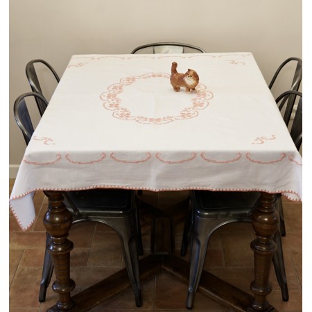 ANTICA TOVAGLIA  RICAMATA A MANO 150x140 cm