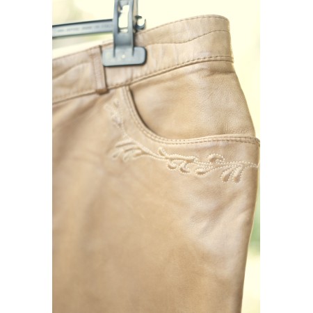 PANTALONI tg. 54/56 it. PELLE  TIROLESE DONNA LEKRA