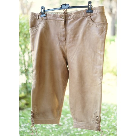 PANTALONI tg. 54/56 it. PELLE  TIROLESE DONNA LEKRA