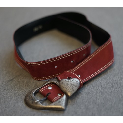 CINTURA IN SIMILPELLE STILE TIROLESE 62/74cm ROSSA 2