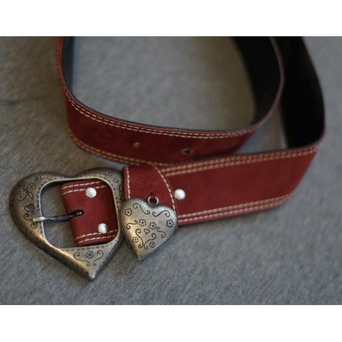 CINTURA IN SIMILPELLE STILE TIROLESE 62/74cm ROSSA