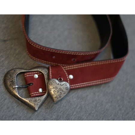 CINTURA IN SIMILPELLE STILE TIROLESE 62/74cm ROSSA