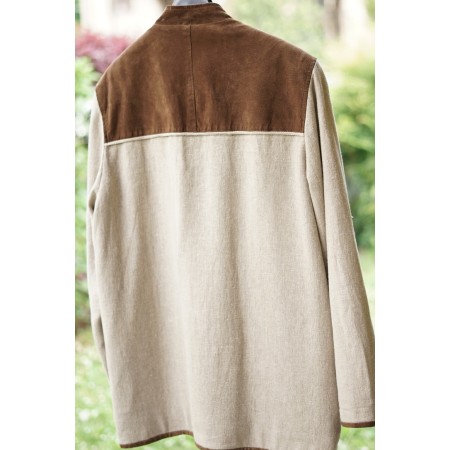 GIACCA IN LINO/ PELLE tg. 52/54 it. STILE TIROLESE Natural Life