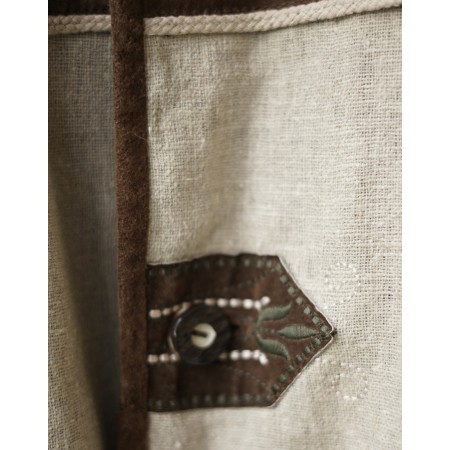 GIACCA IN LINO/ PELLE tg. 52/54 it. STILE TIROLESE Natural Life