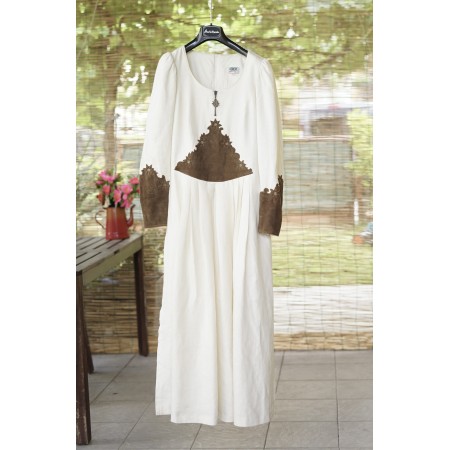 ABITO LUNGO STILE TIROLESE tg.44 it.  pelle lino Country Line