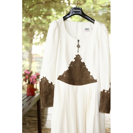 ABITO LUNGO STILE TIROLESE tg.44 it.  pelle lino Country Line