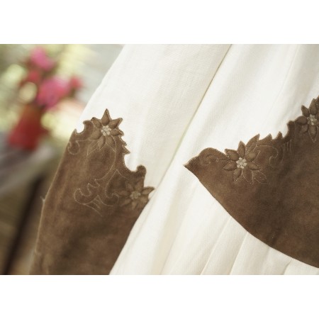 ABITO LUNGO STILE TIROLESE tg.44 it.  pelle lino Country Line