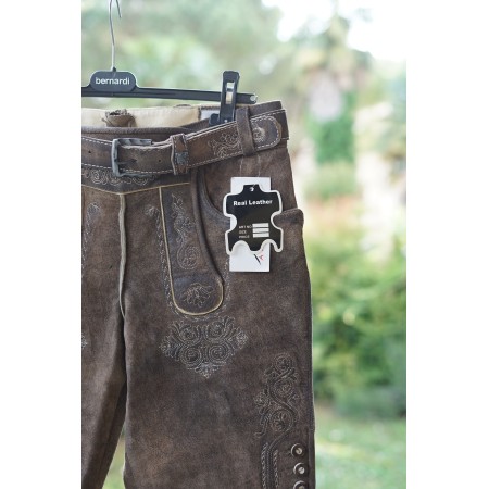 PANTALONCINI NUOVI tg.44/46 it.  PELLE  TIROLESE BAVARESE LEDERHOSEN UOMO