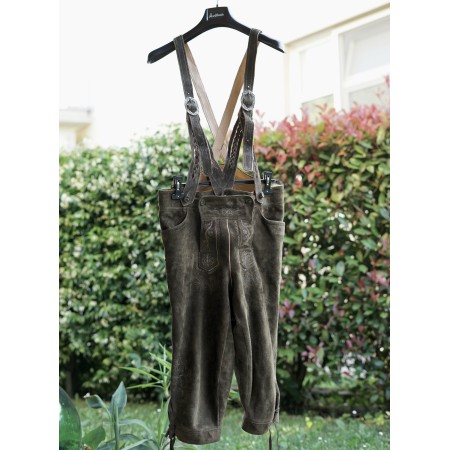 PANTALONI tg. 48 PELLE LEDERHOSEN TIROLESE Alphorn
