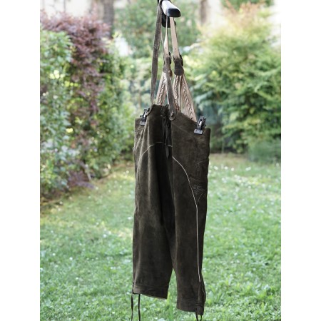 PANTALONI tg. 48 PELLE LEDERHOSEN TIROLESE Alphorn
