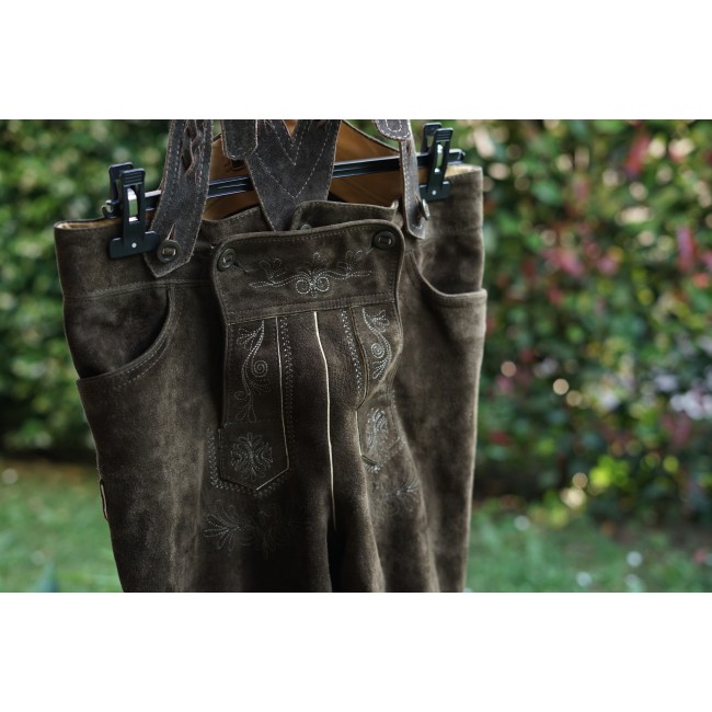 PANTALONI tg. 48 PELLE LEDERHOSEN TIROLESE Alphorn