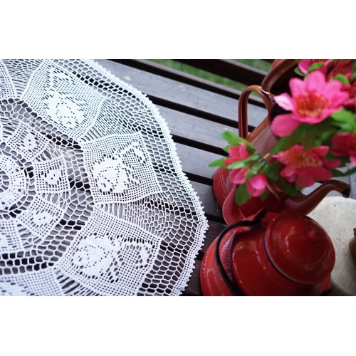 TOVAGLIETTA UNCINETTO  diam. 65 cm ca. "Rose" 2