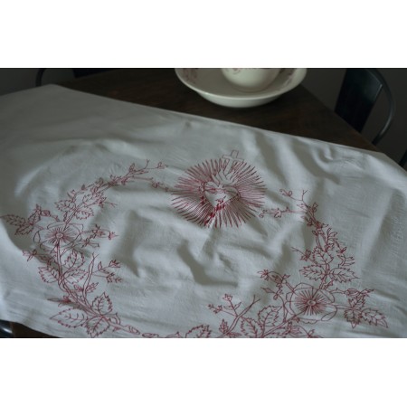 ANTICA TOVAGLIA DA ALTARE / TENDINA RICAMATA A MANIO 102x76cm