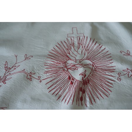 ANTICA TOVAGLIA DA ALTARE / TENDINA RICAMATA A MANIO 102x76cm