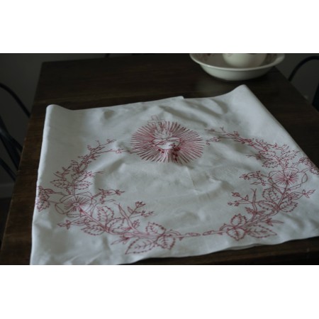 ANTICA TOVAGLIA DA ALTARE / TENDINA RICAMATA A MANIO 102x76cm