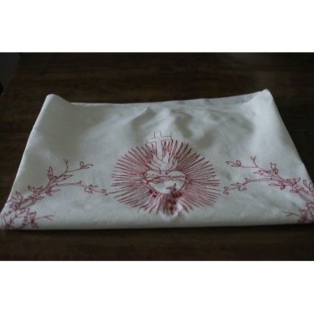 ANTICA TOVAGLIA DA ALTARE / TENDINA RICAMATA A MANIO 102x76cm