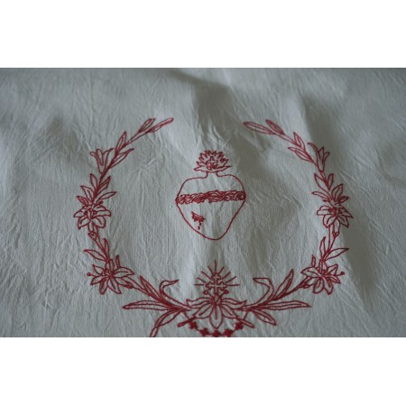 ANTICA TOVAGLIA DA ALTARE / TENDINA RICAMATA A MANIO 102x76cm