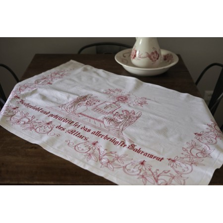 ANTICA TOVAGLIA DA ALTARE / TENDINA RICAMATA A MANIO 102x76cm