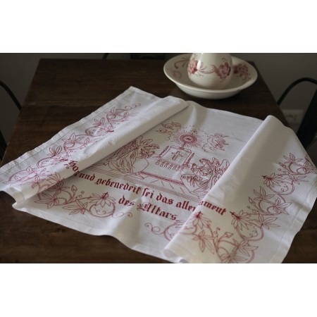 ANTICA TOVAGLIA DA ALTARE / TENDINA RICAMATA A MANIO 102x76cm