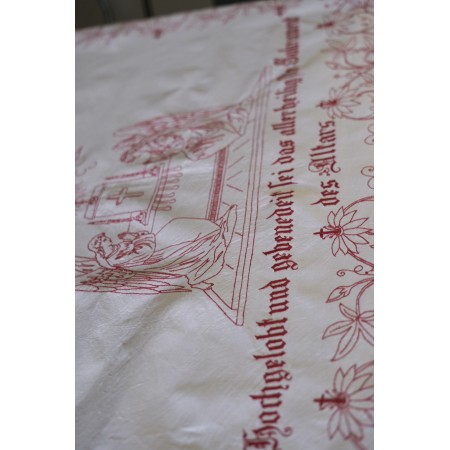 ANTICA TOVAGLIA DA ALTARE / TENDINA RICAMATA A MANIO 102x76cm