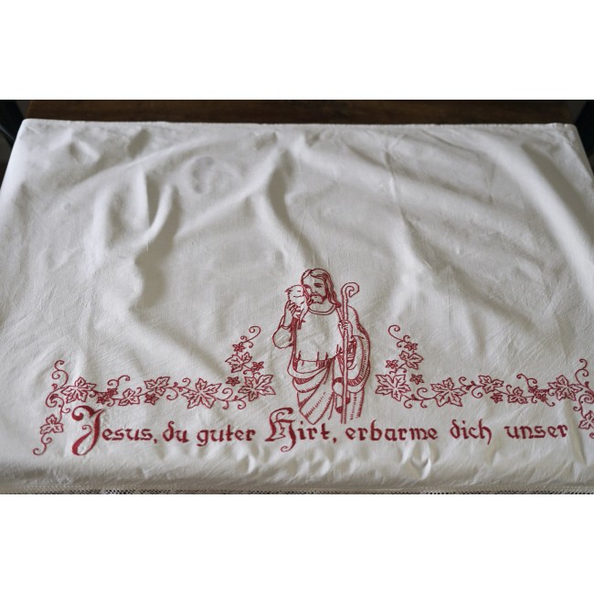 ANTICA TOVAGLIA DA ALTARE / TENDINA RICAMATA A...