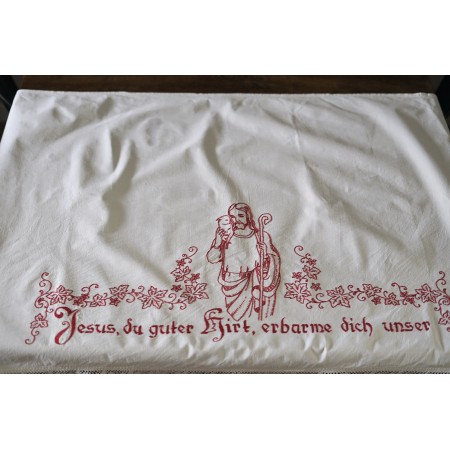 ANTICA TOVAGLIA DA ALTARE / TENDINA RICAMATA A MANIO 102x76cm
