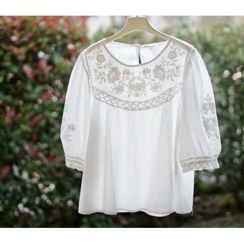 CAMICIA  STILE TIROLESE RICAMATA TG. S it. ZARA